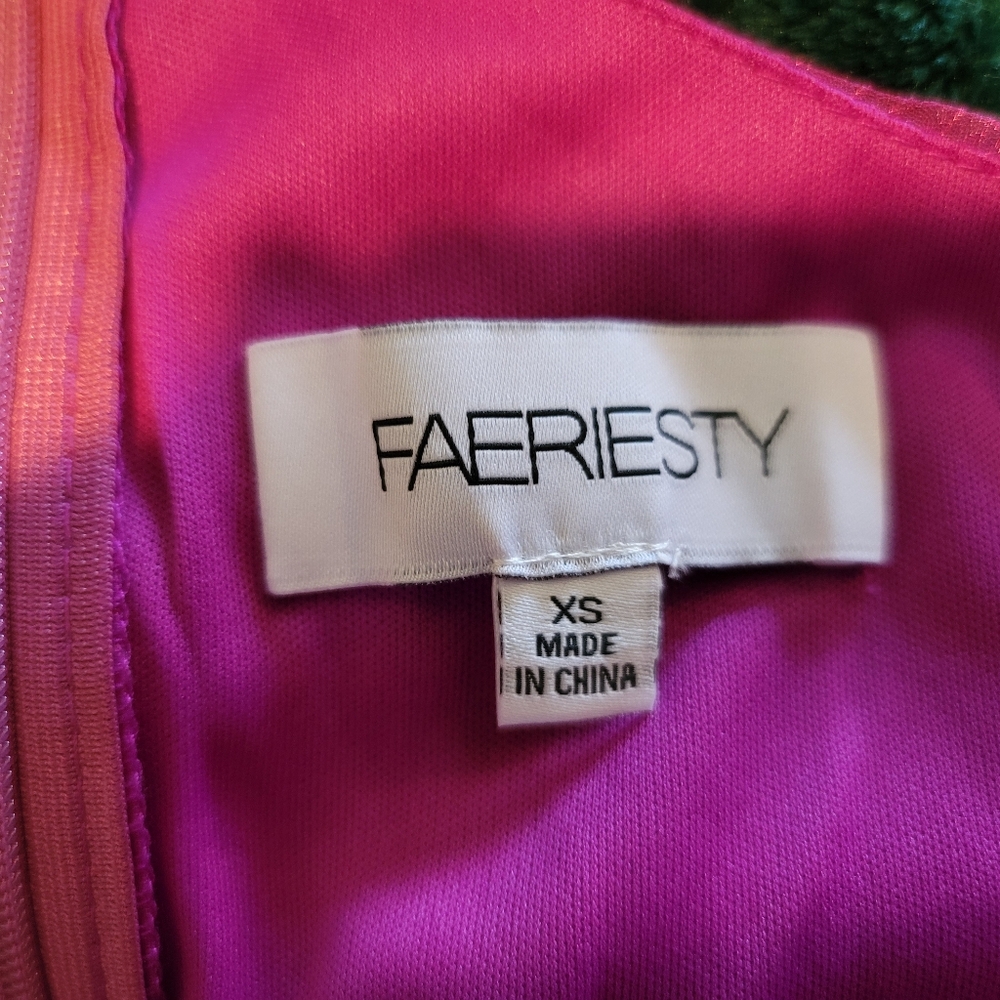 NWOT Faereisty One-Shoulder Pink Shimmery Side Zip Dress Size XS - Picture 2 of 5